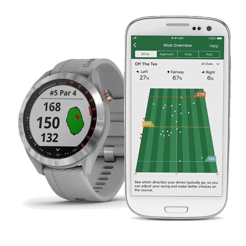 Garmin Golf Watch Approach S40 Stainless Steel with Powder Grey Band