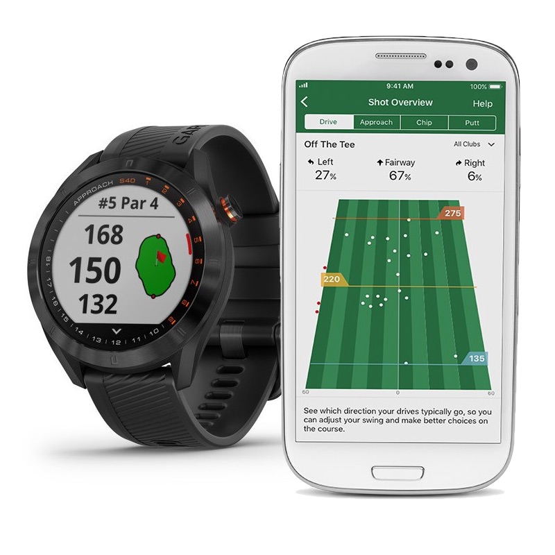 Garmin Golf Watch Approach S40 Black Stainless Steel with Black Band