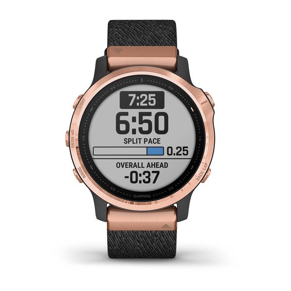 010-02159-37,Garmin Fenix 6S Pro, 42mm Sapphire Edition Rose Gold Tone with Heathered Balck Nylon Band