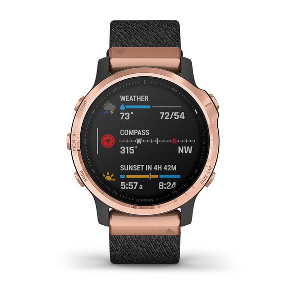 010-02159-37,Garmin Fenix 6S Pro, 42mm Sapphire Edition Rose Gold Tone with Heathered Balck Nylon Band