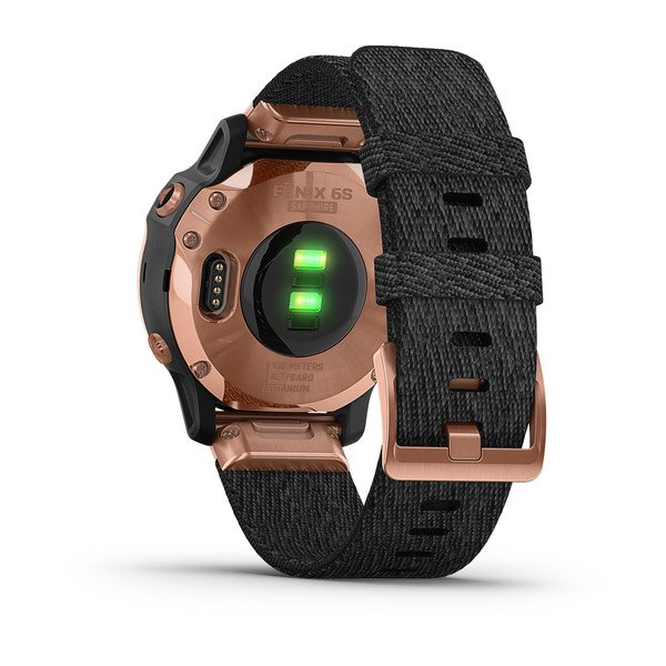 010-02159-37,Garmin Fenix 6S Pro, 42mm Sapphire Edition Rose Gold Tone with Heathered Balck Nylon Band