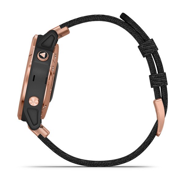 010-02159-37,Garmin Fenix 6S Pro, 42mm Sapphire Edition Rose Gold Tone with Heathered Balck Nylon Band