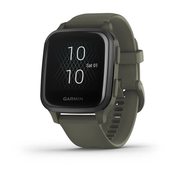Garmin Venu SQ Music Edition Slate Aluminium Bezel with Moss Case and Silicone Band