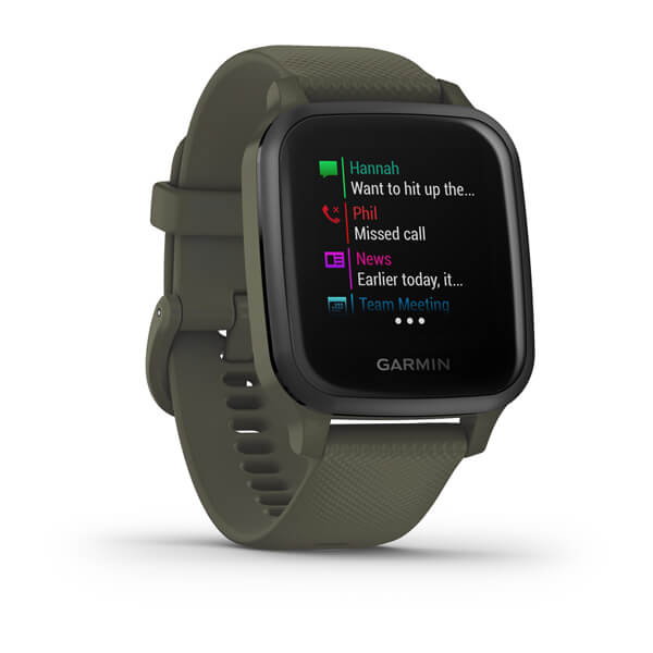 Garmin Venu SQ Music Edition Slate Aluminium Bezel with Moss Case and Silicone Band