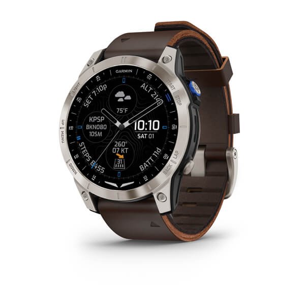 Garmin D2 Mach 1 Aviator 47 MM Smartwatch with Oxford Brown Leather Band