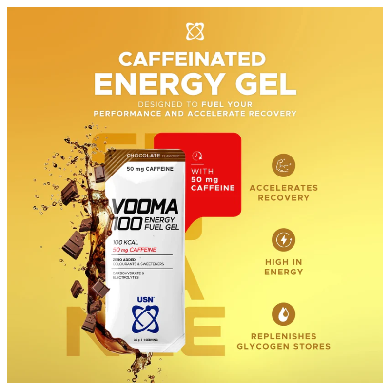 USN Vooma Ultra Energy Gel 50 Mg Caffeine 36 G 30 Sachet - Chocolate