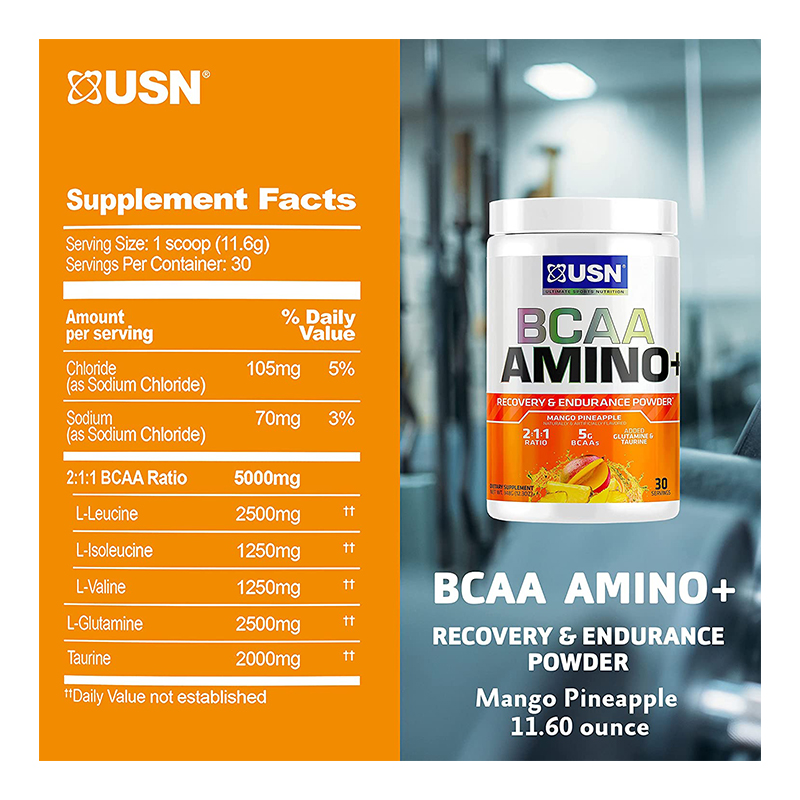 USN BCAA Amino + Powder 348G - Mango Pineapple Best Price in Dubai