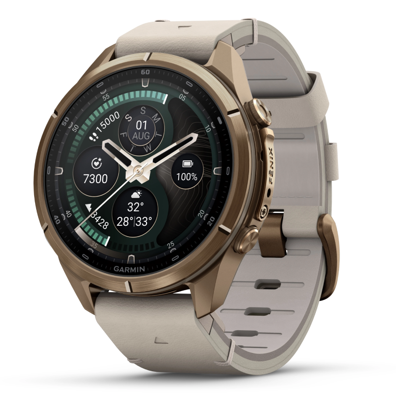 Garmin Fenix 9 Pro Autumn Gold Titanium with Bone Leather 43 mm Band Watch