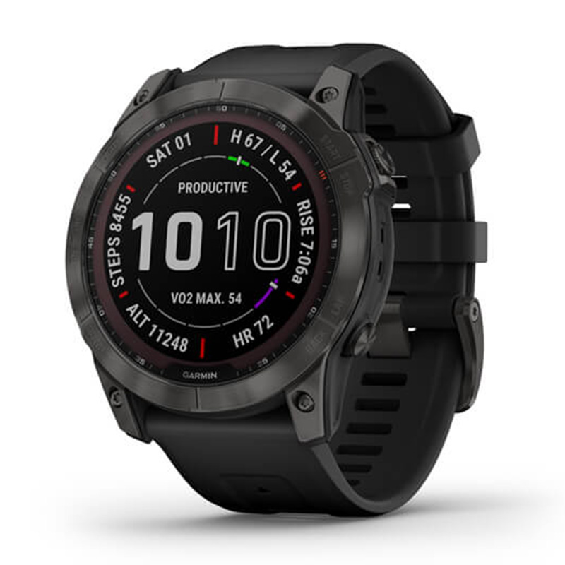 Garmin Fenix 7X Sapphire Solar Carbon Gray DLC Titanium with Black Band 51 MM Watch