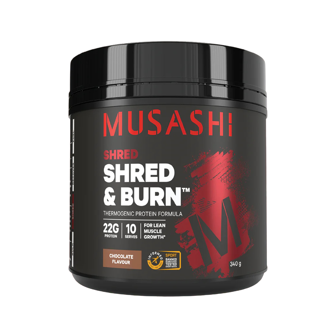 Musashi Shred N Burn Protein Powder 340 G - Chocolate