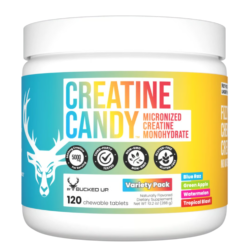 Bucked Up Creatine Candy 120 Chewable Tabs - Variety Pack
