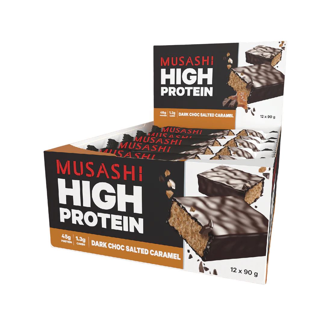 Musashi High Protein Bar 90 G 12 Pcs in Box - Dark Chocolate Salted Caramel