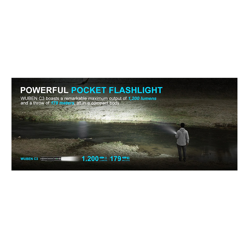 Wuben Light C3 1200 Lumen Compact Flashlight - Khaki Best Price in UAE