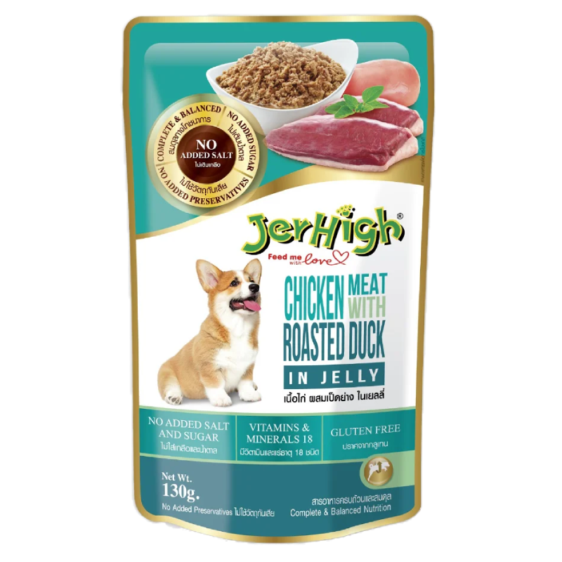 Jerhigh Jelly Dog Food 130 G 10 Pc in Box - Chicken with Roasted Duck