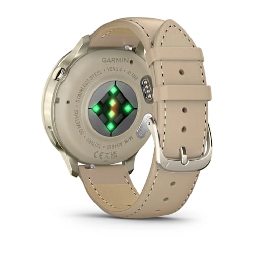 Garmin Venu 4 - 41 mm Lunar Gold with Bone Silicone Band and Light Sand Leather Band Watch Best Price in UAE