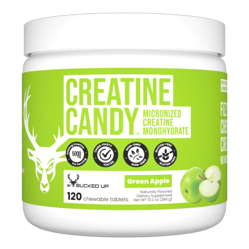 Bucked Up Creatine Candy 120 Chewable Tabs - Green Apple
