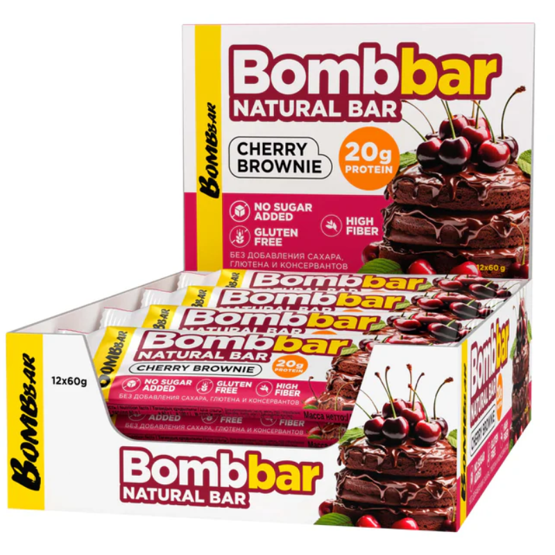 Bombbar Protein Bar 60g Pack of 12 - Cherry Brownie