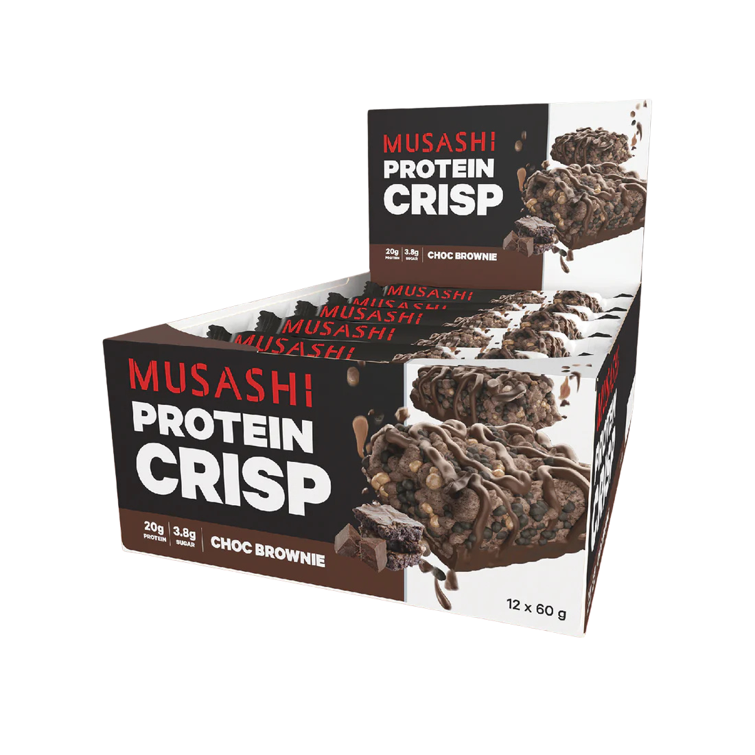 Musashi Protein Crisp Bar 60 G 12 Pcs in Box - Chocolate Brownie