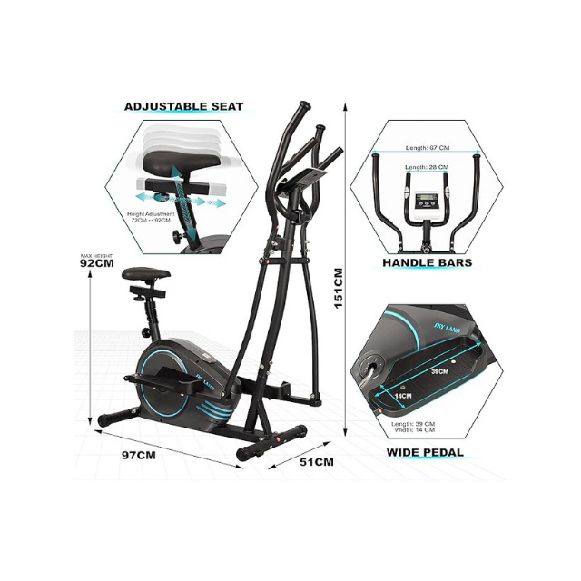 Sky Land 2-in-1 Elliptical Bike 8-Level – Gray Best Price in UAE