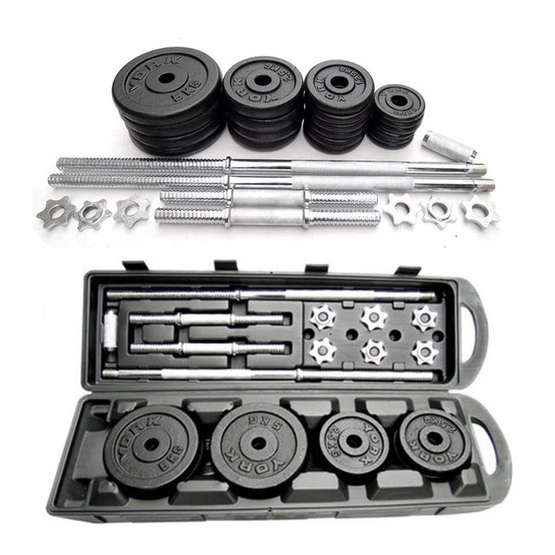 Skyland 50Kg Dumbbell and Barbell Set Black Color Plates