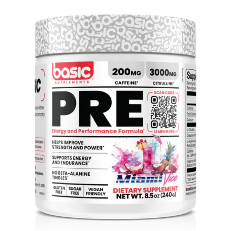 Basic Supplements Pre Workout Supplement 240 G - Miami Vice