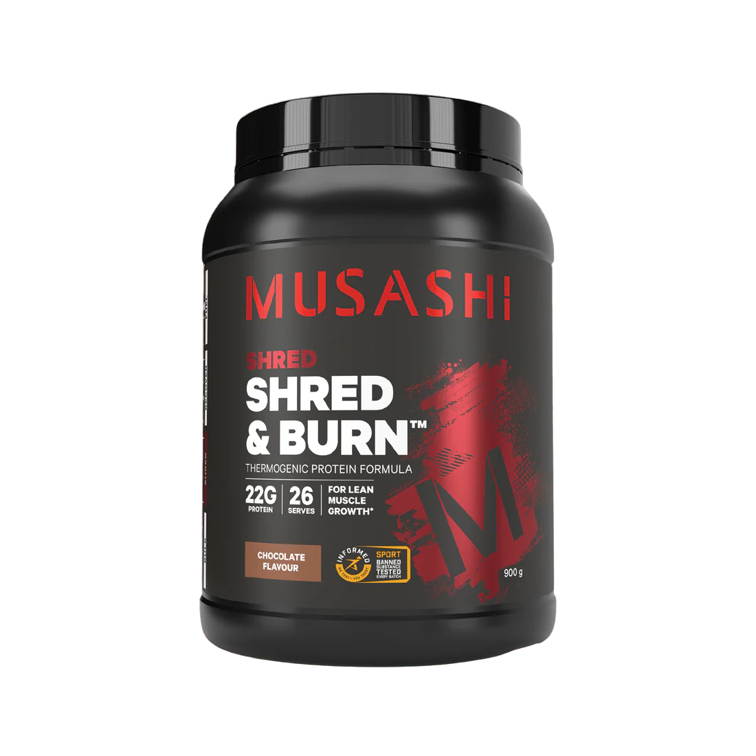 Musashi Shred N Burn Protein Powder 900 G - Chocolate