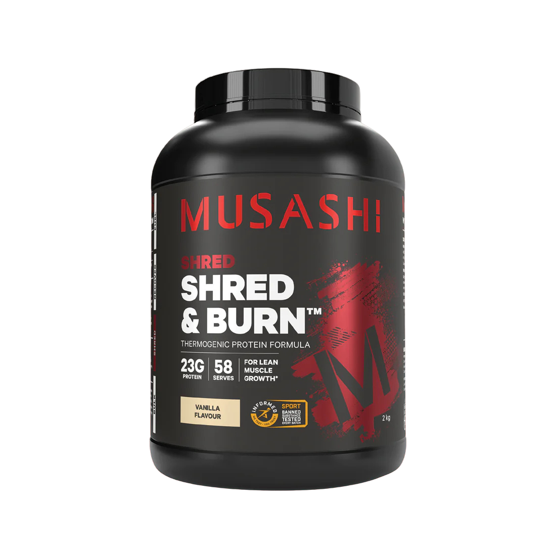 Musashi Shred N Burn Protein Powder 2 KG - Vanilla