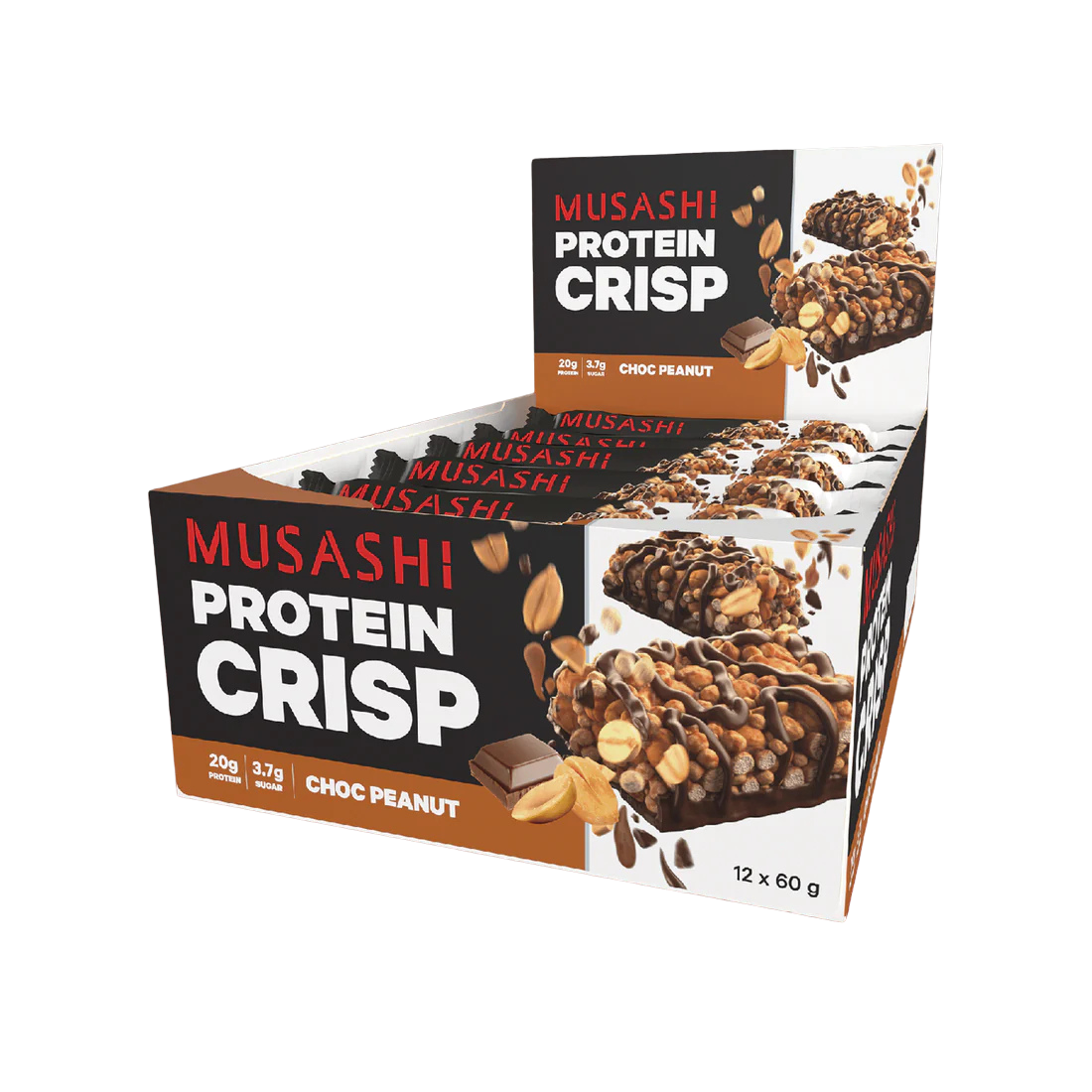 Musashi Protein Crisp Bar 60 G 12 Pcs in Box - Choc Peanut