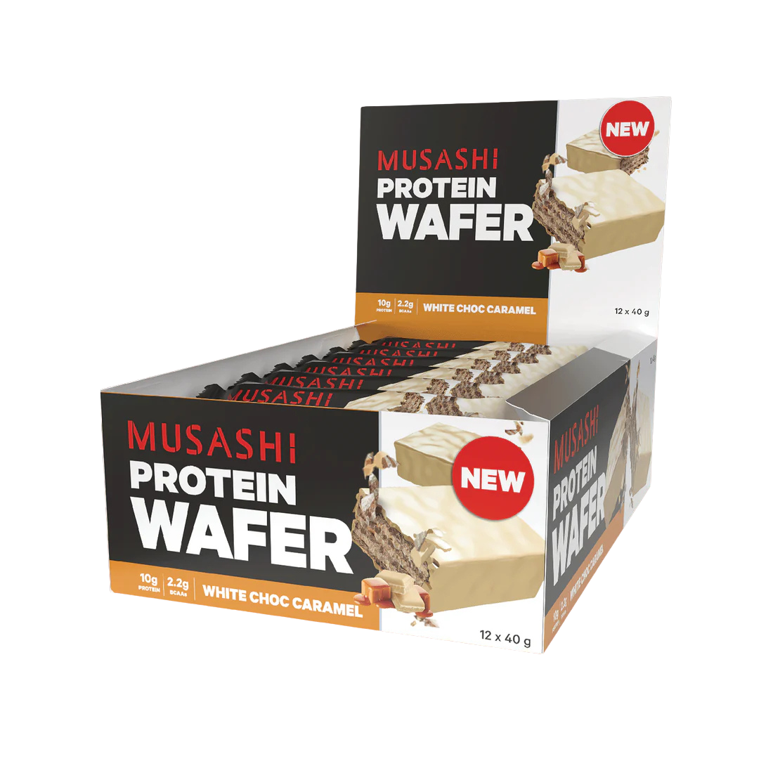 Musashi Protein Bar Wafer 40 G 12 Pcs in Box - White Chocolate Caramel