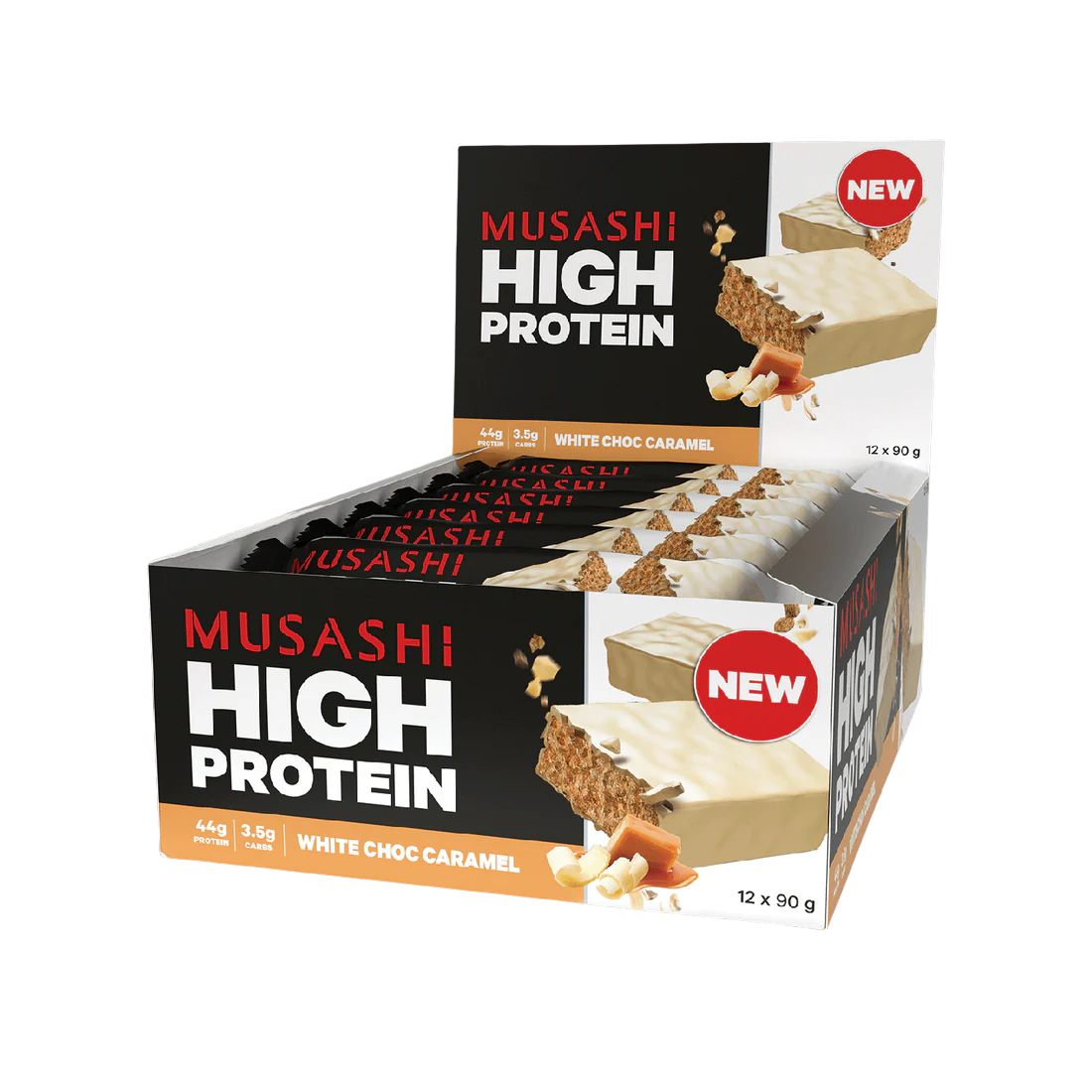 Musashi High Protein Bar 90 G 12 Pcs in Box - White Chocolate Caramel