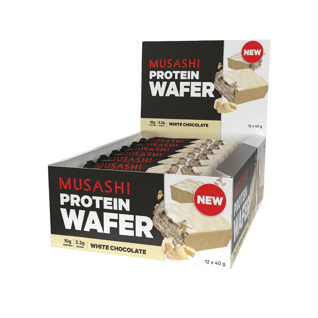 Musashi Protein Bar Wafer 40 G 12 Pcs in Box - White Chocolate