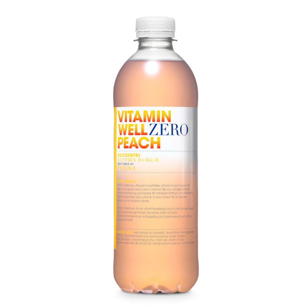 Vitamin Well Zero Peach Vitamin D+B6+E 12 Bottles 500ml in One Box