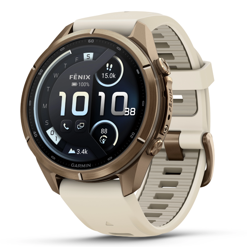 Garmin Fenix 9 Pro Autumn Gold Titanium with Cream/French Grey Silicone 43 mm Band Watch