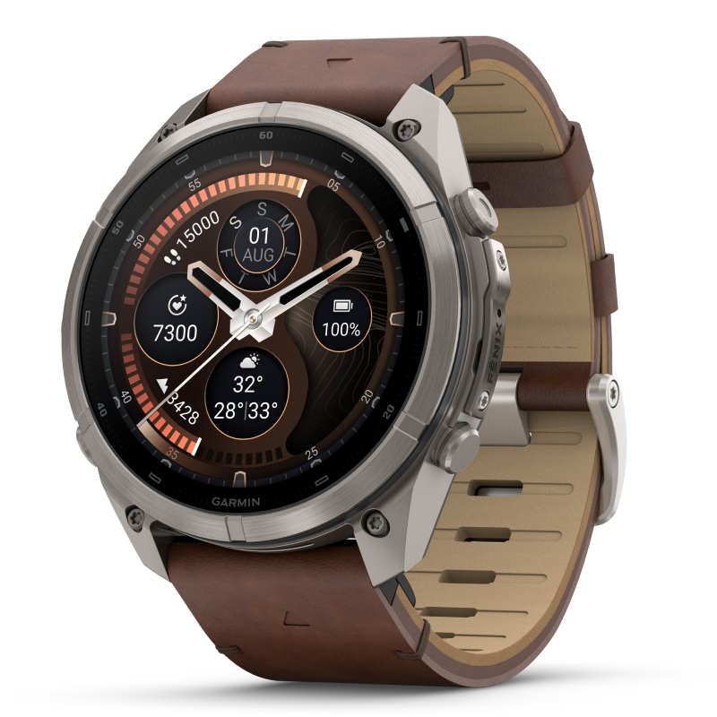 Garmin Fenix 9 Pro Titanium with Walnut Leather 51 MM Band Watch