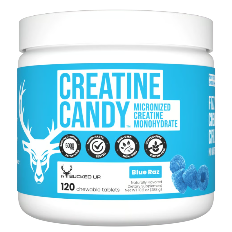 Bucked Up Creatine Candy 120 Chewable Tabs - Blue Razz