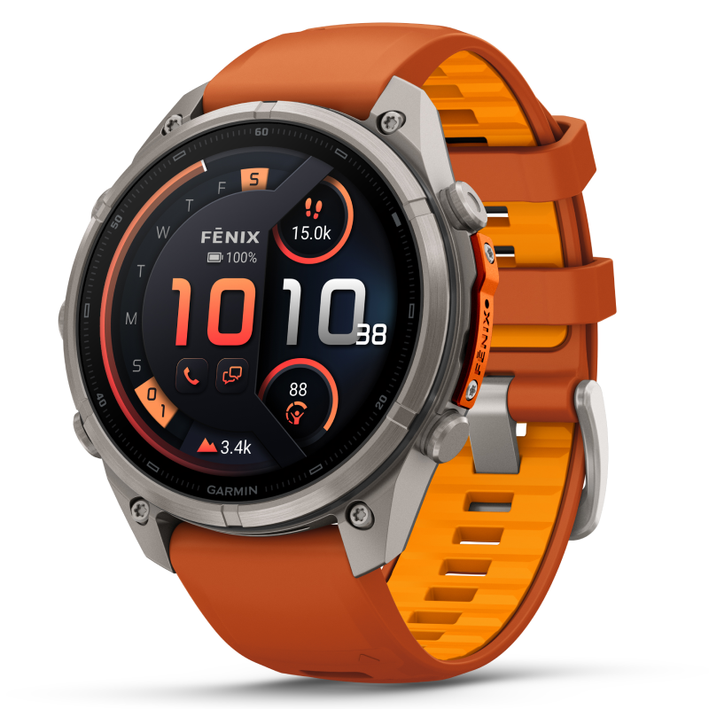 Garmin Fenix 9 Titanium with Autumn Orange/Spark Orange Silicone 47 MM Band Watch