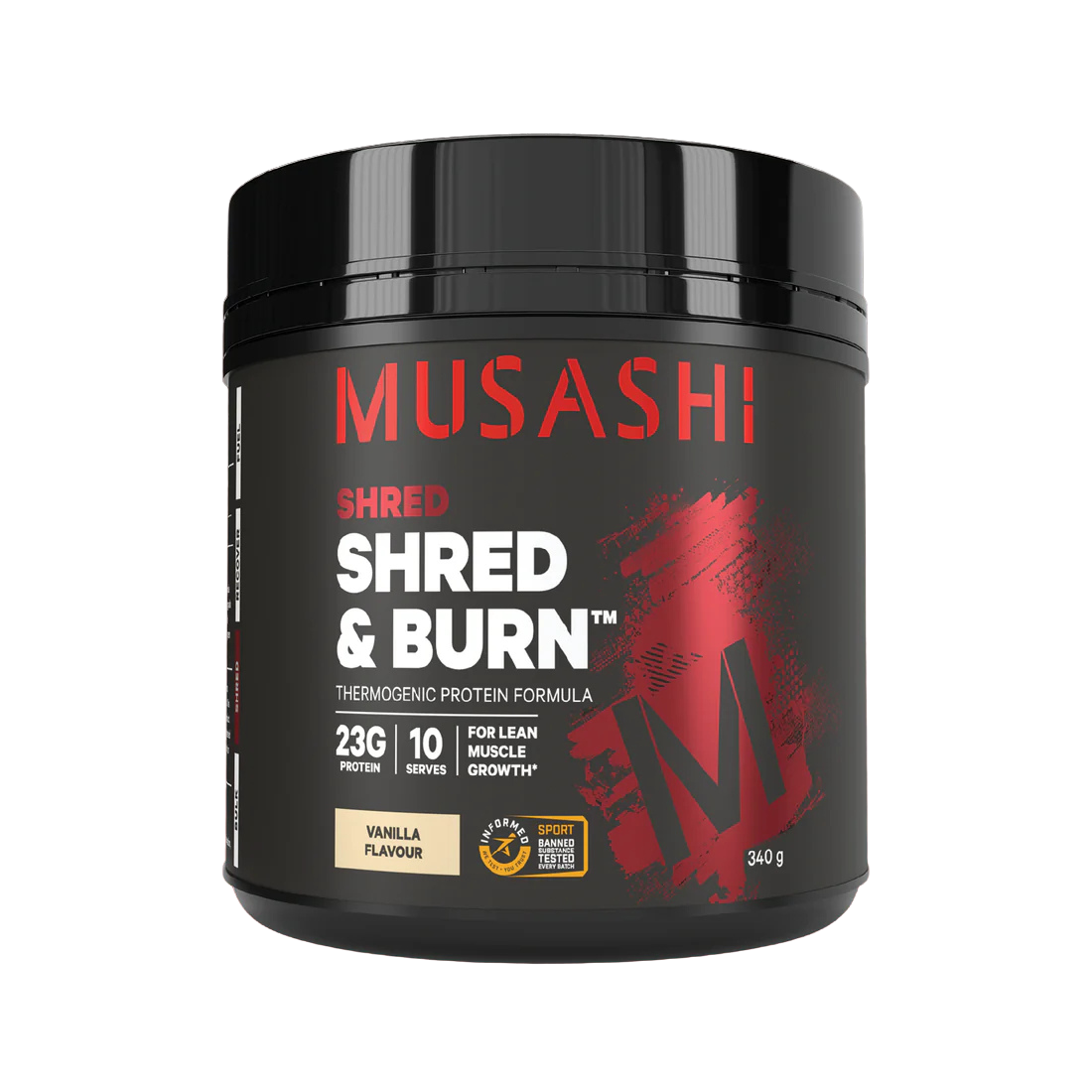 Musashi Shred N Burn Protein Powder 340 G - Vanilla