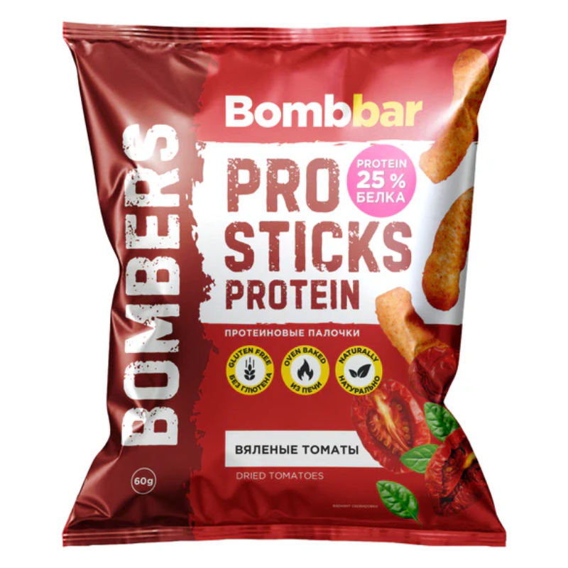 Bombbar Corn Protein Sticks 60 G 14 Packs in Box - Dried Tomatoes