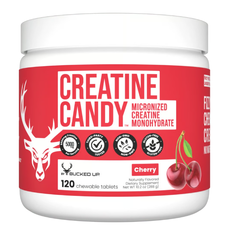 Bucked Up Creatine Candy 120 Chewable Tabs - Cherry