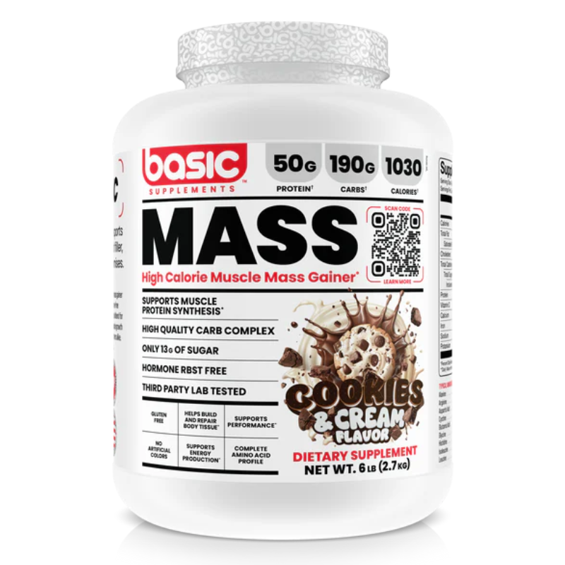 Basic Supplements Mass High Calorie Muscle Mass Gainer 6 lbs - Cookies and Cream