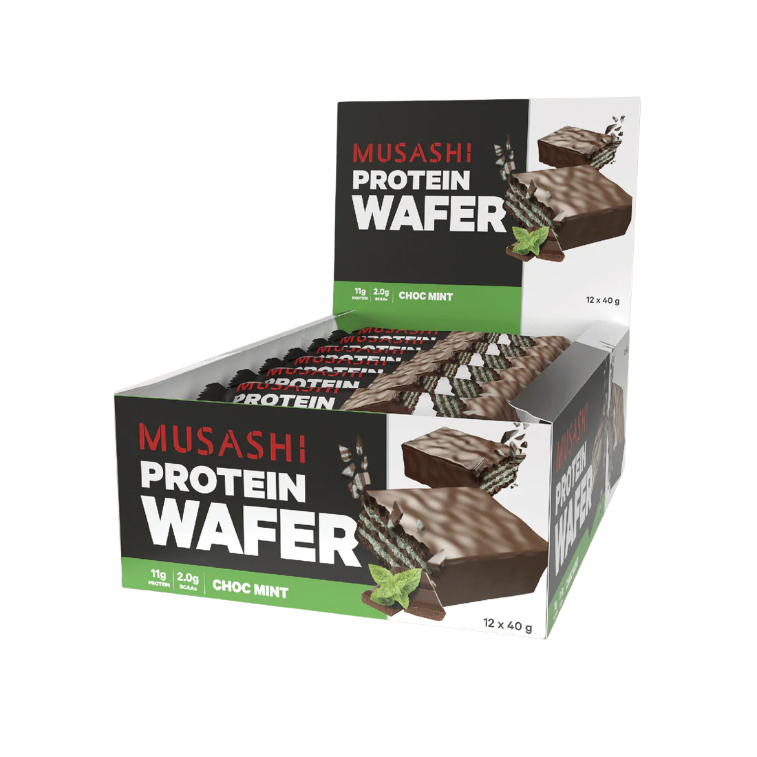 Musashi Protein Bar Wafer 40 G 12 Pcs in Box - Chocolate Mint