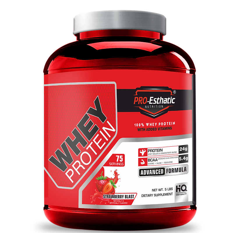 Pro Esthatic Nutrition Whey Protein 5lbs 75 Serving - Strawberry Blast