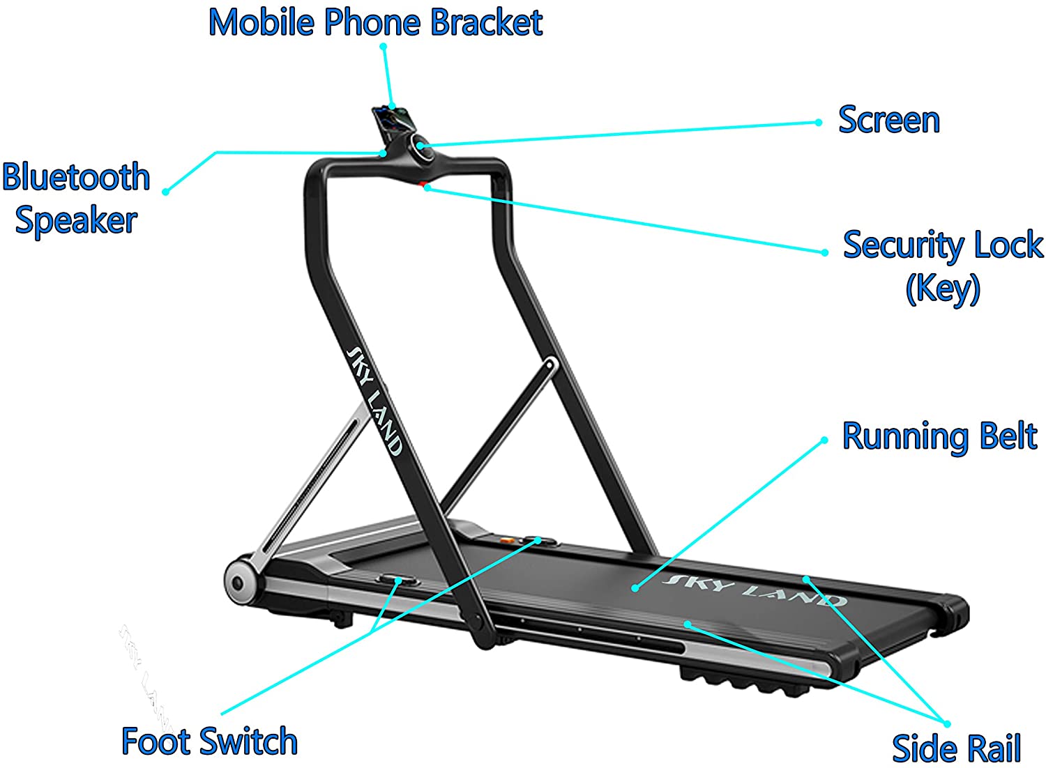 Smart Bluetooth Foldable Slim Treadmill With Remote Control and Speaker