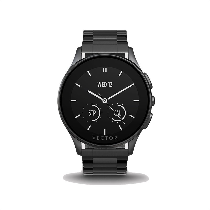 Vector Luna Brushed Black with Black Steel Bracelet Smart Watch