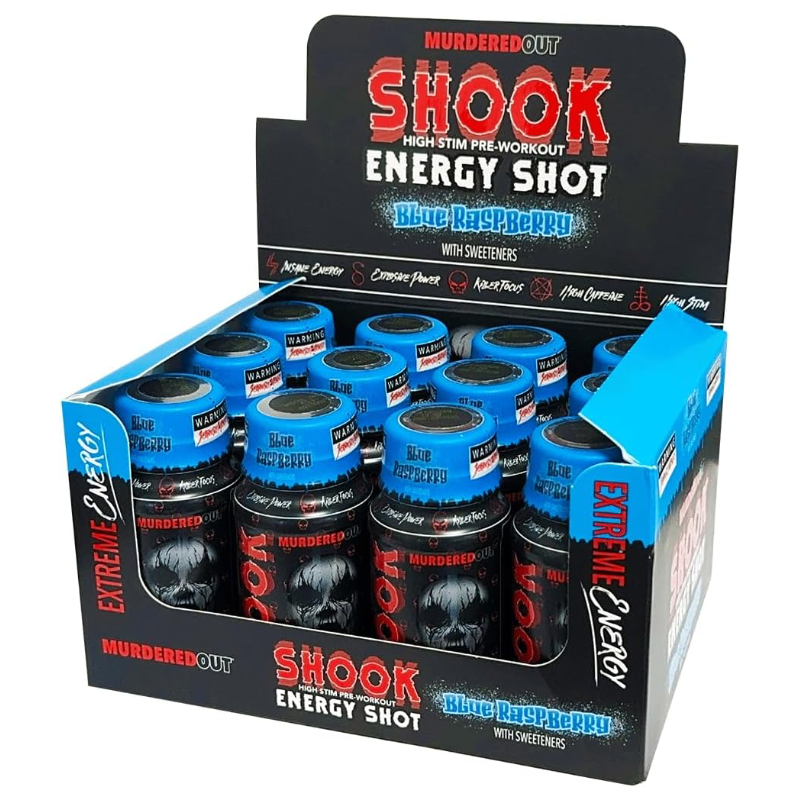 Murdered Out Shook Energy Shot 12 x 60ml Pre Workout - Blue Raspberry
