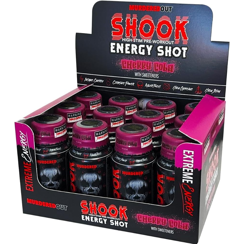 Murdered Out Shook Energy Shots 12 x 60ml Pre Workout - Cherry Cola