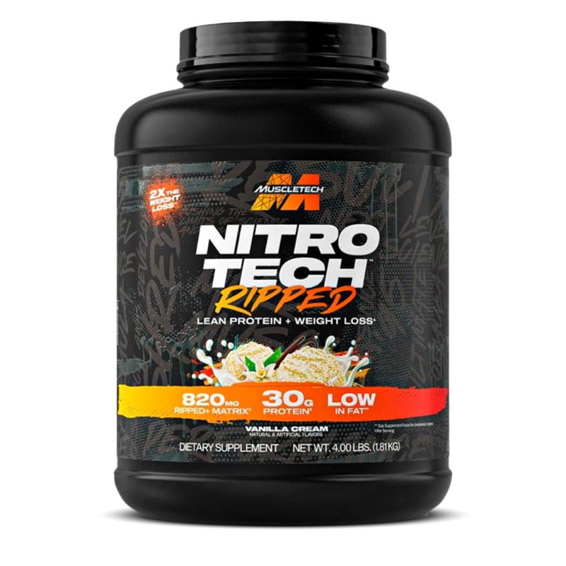 MuscleTech Nitro-Tech Ripped Whey Protein Powder 4lbs - French Vanilla Bean