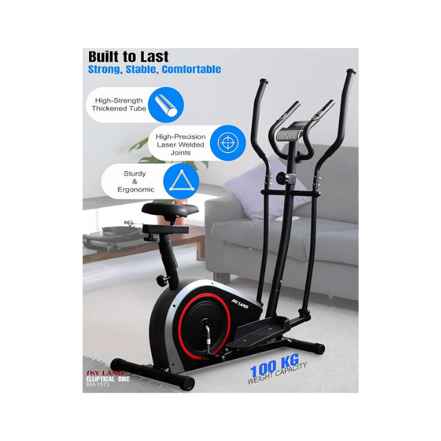 Sky Land 2-in-1 Elliptical Bike 8-Level – Black Best Price in UAE