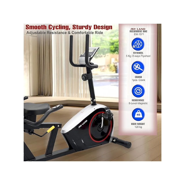 Sky Land Recumbent Bike 8-Level - Black Best Price in UAE
