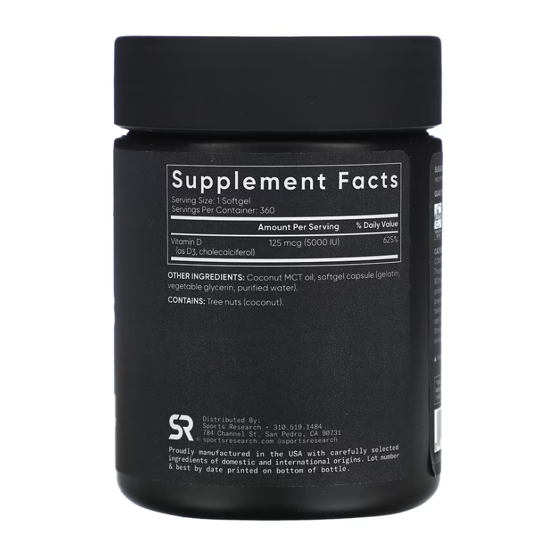 Sports Research Vitamin D3 with Coconut MCT Oil